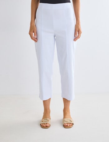 Ella J Bengaline Wide Leg Crop Pant, White product photo