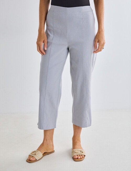 Ella J Bengaline Wide Leg Crop Pant, Stone product photo