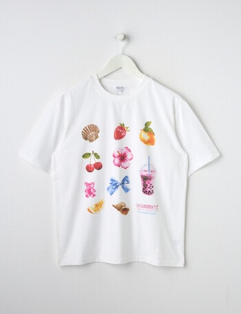 Switch Summer Icons Oversized Short Sleeve Tee, White product photo