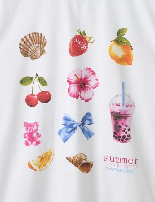Switch Summer Icons Oversized Short Sleeve Tee, White product photo View 02 L