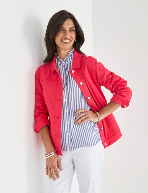 Ella J Coloured Denim Jacket, Poppy product photo