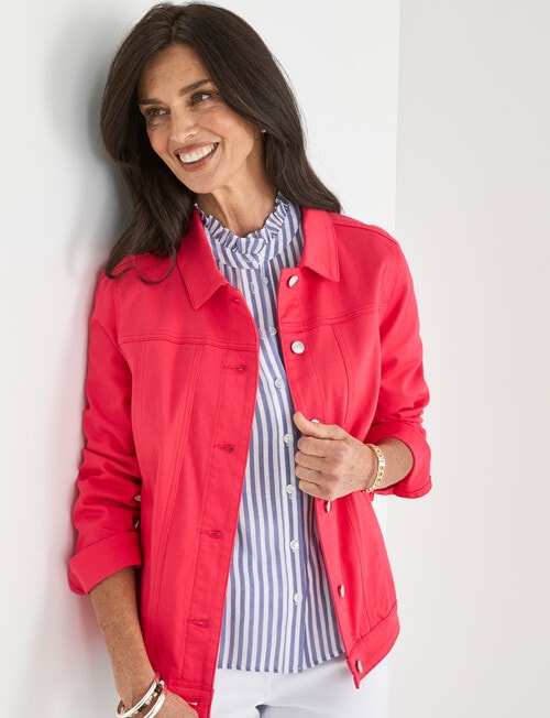 Ella J Coloured Denim Jacket, Poppy product photo View 04 L