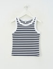 Switch Emma Stripe Rib Singlet, Navy & White product photo