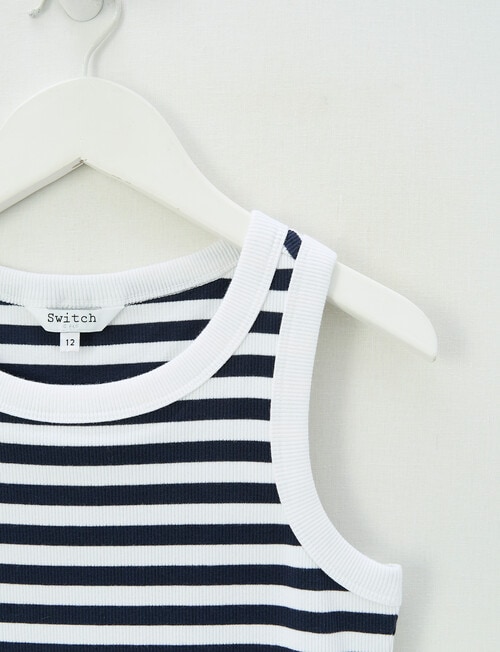 Switch Emma Stripe Rib Singlet, Navy & White product photo View 02 L