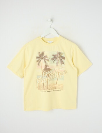 Switch Paradise Short Sleeve Oversized Tee, Pale Lemon product photo