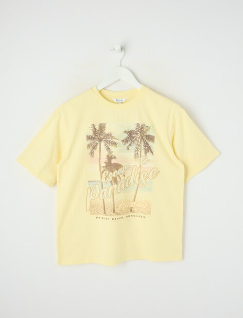 Switch Paradise Short Sleeve Oversized Tee, Pale Lemon product photo