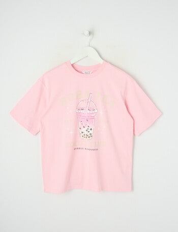 Switch Bubble Tea Short Sleeve Oversized Tee, Baby Pink product photo