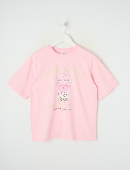 Switch Bubble Tea Short Sleeve Oversized Tee, Baby Pink product photo