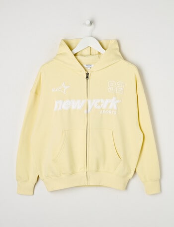 Switch New York Oversized Zip Hoodie, Lemon & White product photo