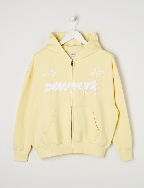 Switch New York Oversized Zip Hoodie, Lemon & White product photo