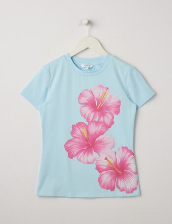 Switch Hibiscus Short Sleeve Giselle Tee, Baby Blue product photo
