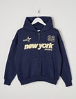Switch New York Sports Oversized Zip Up Hoodie, Navy product photo