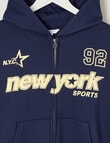 Switch New York Sports Oversized Zip Up Hoodie, Navy product photo View 02 S