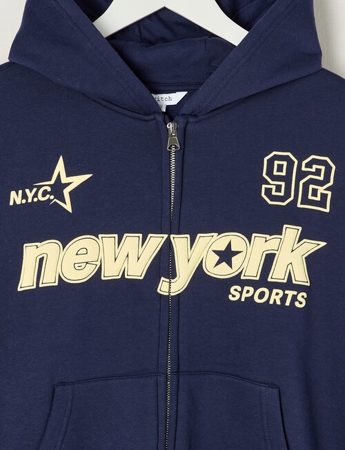 Switch New York Sports Oversized Zip Up Hoodie, Navy product photo View 02 L
