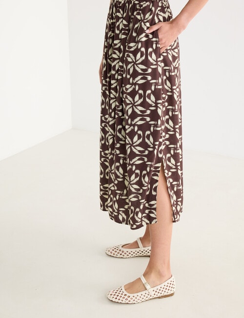 Zest Elastic Waist Midi Dress, Ikat Print product photo View 05 L