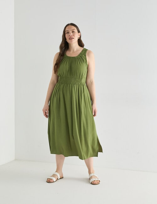 Zest Elastic Waist Midi Dress, Cactus product photo View 12 L