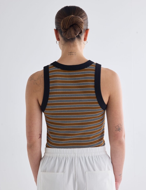 Mineral Hazel Rib Tank Top, Caramel Stripe product photo View 02 L