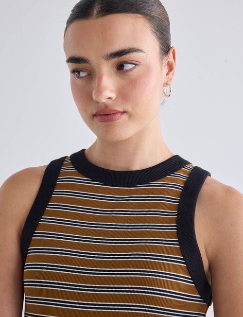 Mineral Hazel Rib Tank Top, Caramel Stripe product photo View 04 L
