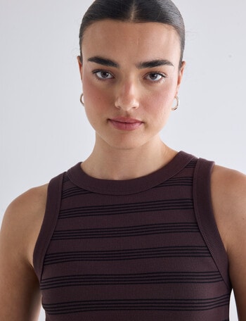 Mineral Hazel Rib Tank Top, Chocolate Stripe product photo