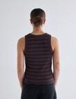 Mineral Hazel Rib Tank Top, Chocolate Stripe product photo View 02 S