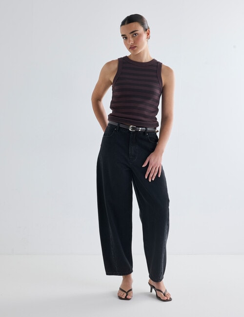 Mineral Hazel Rib Tank Top, Chocolate Stripe product photo View 03 L