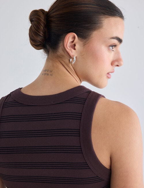 Mineral Hazel Rib Tank Top, Chocolate Stripe product photo View 06 L