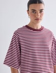 Mineral Boxy Crop Short Sleeve Tee, Mahogany Stripe product photo