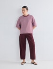 Mineral Boxy Crop Short Sleeve Tee, Mahogany Stripe product photo View 03 S