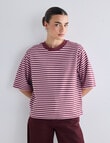 Mineral Boxy Crop Short Sleeve Tee, Mahogany Stripe product photo View 04 S