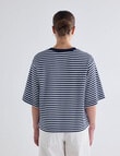 Mineral Boxy Crop Short Sleeve Tee, Sky Blue Stripe product photo View 02 S