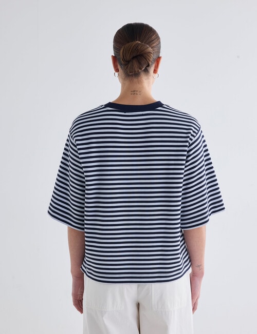 Mineral Boxy Crop Short Sleeve Tee, Sky Blue Stripe product photo View 02 L