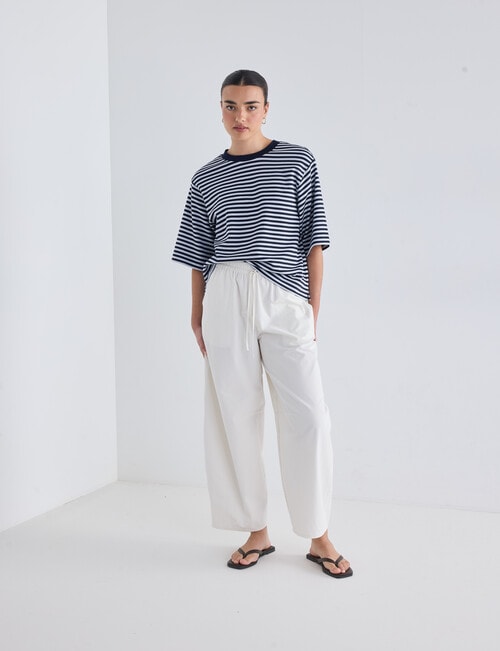 Mineral Boxy Crop Short Sleeve Tee, Sky Blue Stripe product photo View 03 L