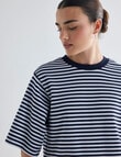 Mineral Boxy Crop Short Sleeve Tee, Sky Blue Stripe product photo View 04 S