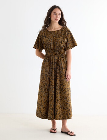 Mineral Anya Dress, Burnt Caramel Print product photo
