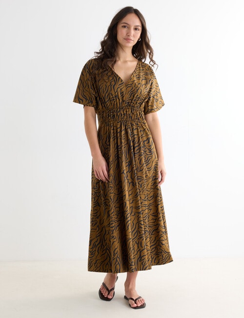 Mineral Anya Dress, Burnt Caramel Print product photo View 03 L
