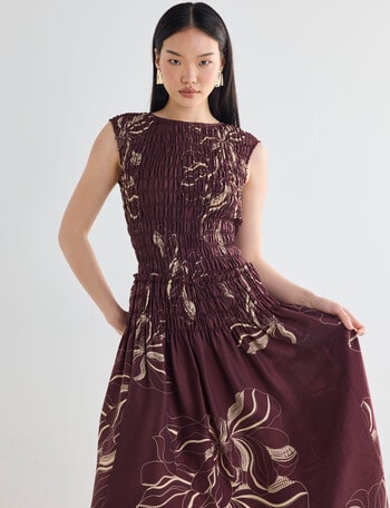 State of play Annika Dress, Black Cherry Print product photo