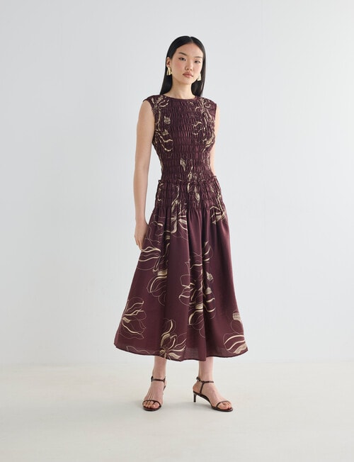 State of play Annika Dress, Black Cherry Print product photo View 03 L