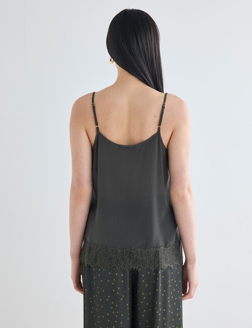State of play Silk Lace Cami, Dark Green product photo View 02 L