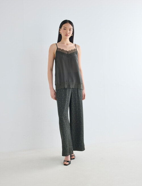 State of play Silk Lace Cami, Dark Green product photo View 03 L