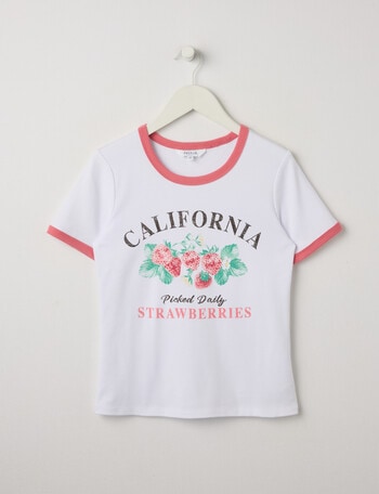 Switch Strawberries Ringer Tee, Vanilla & Raspberry product photo
