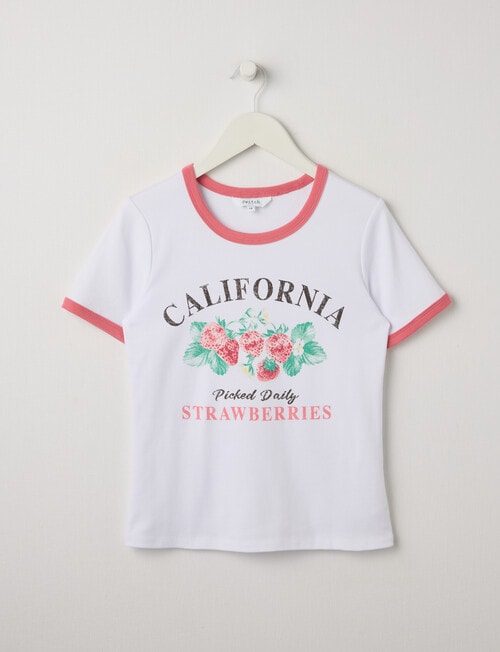 Switch Strawberries Ringer Tee, Vanilla & Raspberry product photo