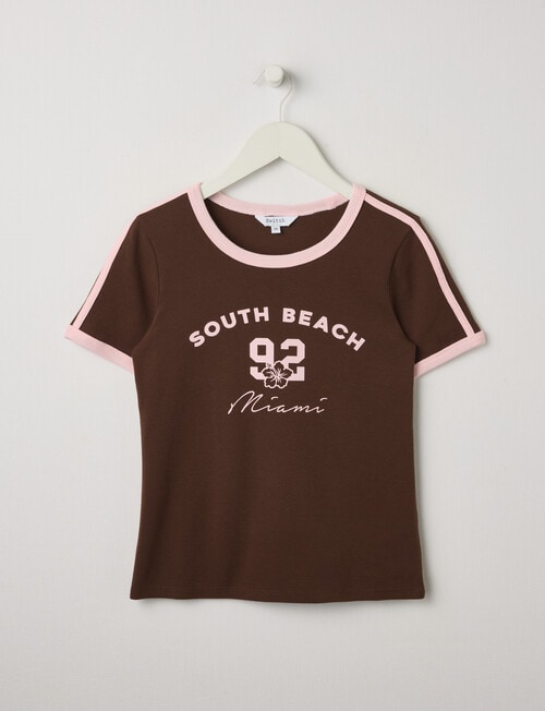 Switch Miami Short Sleeve Ringer Tee, Chocolate product photo