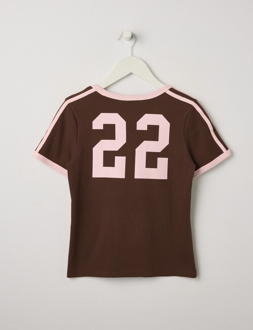 Switch Miami Short Sleeve Ringer Tee, Chocolate product photo View 02 L