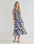 Zest Elastic Waist Midi Dress, Blue Floral product photo View 03 S