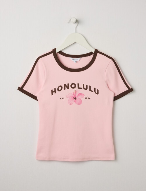 Switch Honolulu Short Sleeve Ringer Tee, Baby Pink product photo