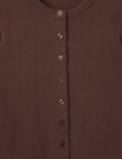 Switch Gia Button Front Short Sleeve Rib Tee, Chocolate product photo View 02 S
