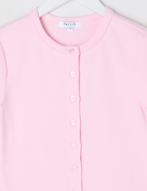 Switch Short Sleeve Gia Button Front Rib Tee, Pink product photo View 02 L