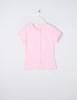 Switch Short Sleeve Gia Button Front Rib Tee, Pink product photo View 03 S