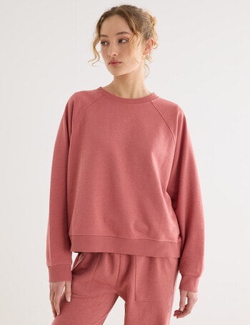 Zest Lounge Loop Back Raglan Sweater, Terracotta product photo