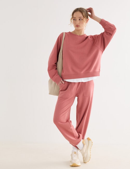 Zest Lounge Loop Back Raglan Sweater, Terracotta product photo View 03 L